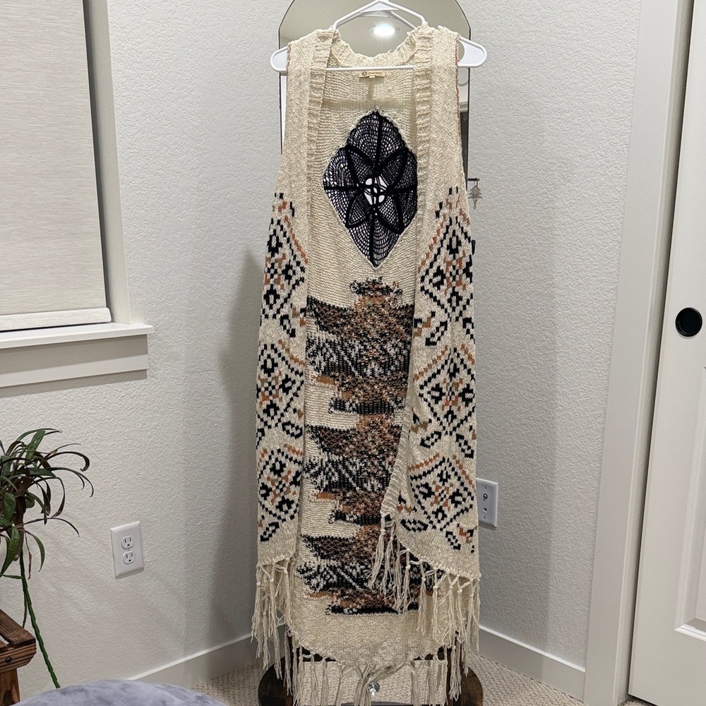 Democracy Cream and Black Patterned Sweater Tapestry